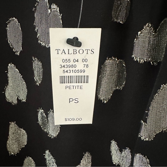 NEW NWT Talbots Black and Silver Long Sleeve Blouse - Picture 4 of 6